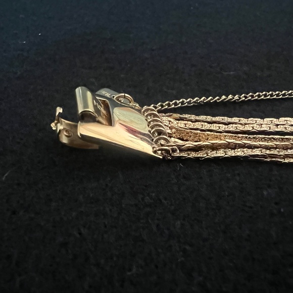 VINTAGE MONET 70s Multi 7 Strand Gold Toned Bracelet 6.5" with Safety Chain - Picture 5 of 11